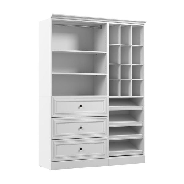 Traditional Closet System with Shelves, Drawers, Clothing Rods, Shoe Racks & Cubbies, 61W x 20D