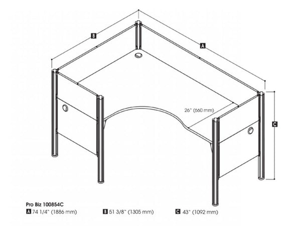 Closed Left L-Shaped Single Office Cubicle with Low Privacy Panels