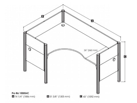 Closed Left L-Shaped Single Office Cubicle with Low Privacy Panels