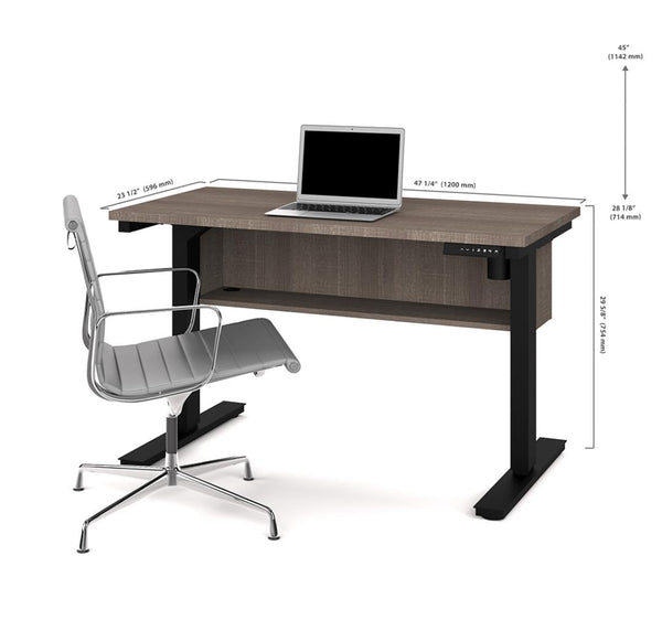 3-Piece set including a standing desk, a desk with hutch, and a credenza