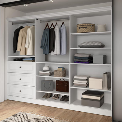 Traditional Closet System, Shelves, Drawers & Clothing Rods, 108W x 20D
