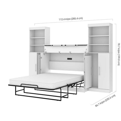 5-Piece Set Including One Full Cabinet Bed with Mattress, Two 26″ Storage Units, and Two Hutches