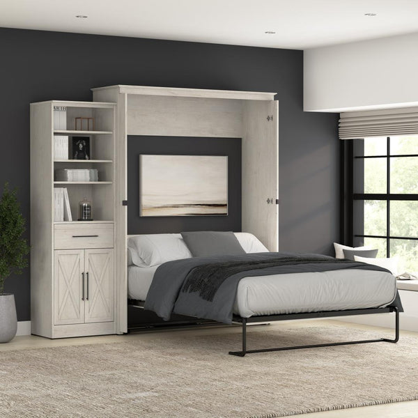 Queen Murphy Bed and Closet Organizer with Drawer and Doors (94W)