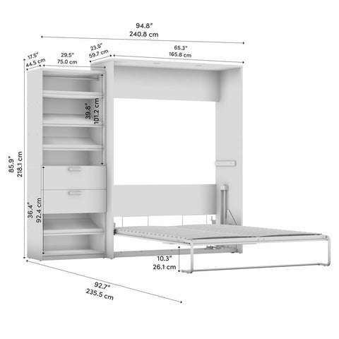 Queen Murphy Bed with Closet Organizer (95W)