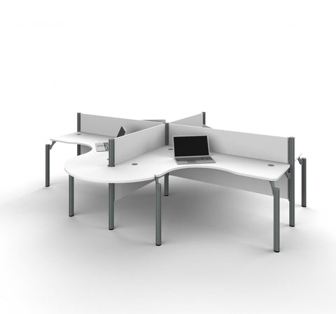4-Person Office Cubicles with Rounded Corners and Low Privacy Panels