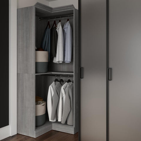 Traditional Corner Closet System with Clothing Rods, 36W x 36D