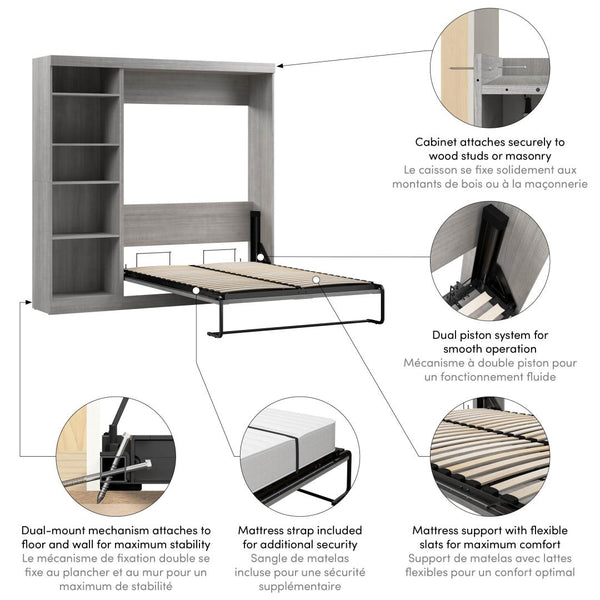 Full Murphy Bed with Shelving Unit (84W)