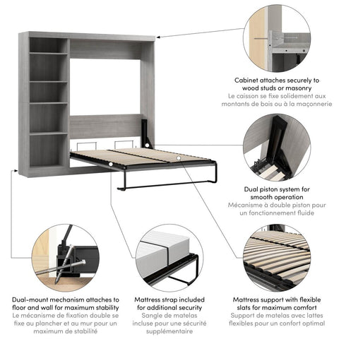 Full Murphy Bed with Shelving Unit (84W)