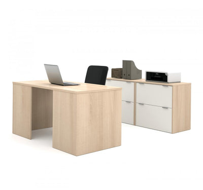 Desk Shell and Two Lateral File Cabinets