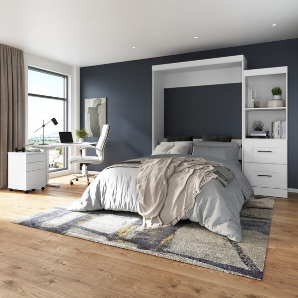 Queen Murphy Bed and Closet Organizer with Drawers (90W)