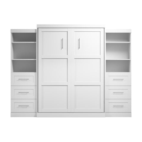 Queen Murphy Bed and 2 Shelving Units with Drawers (115W)