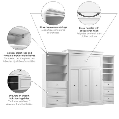 Queen Murphy Bed and Closet Organizers with Drawers (126W)
