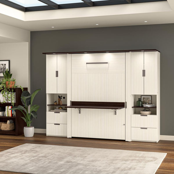 107W Full Murphy Bed with Desk and 2 Storage Cabinets
