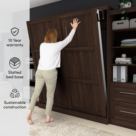 109W Full Size Murphy Bed with Pull-Out Desk and Storage