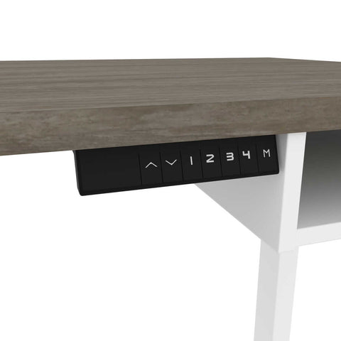 81W L-Shaped Standing Desk with Dual Monitor Arm and Credenza