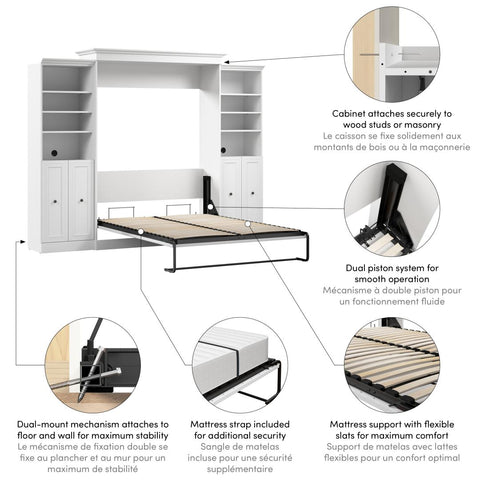 Queen Murphy Bed and 2 Closet Organizers with Doors (115W)