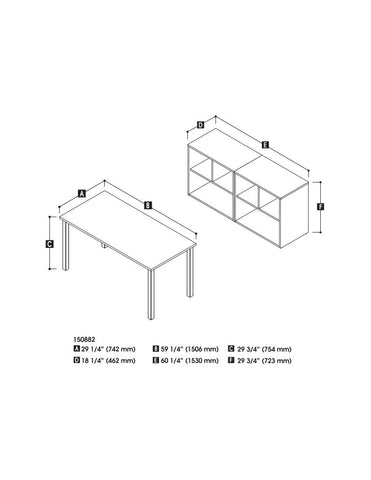 Table Desk and Two Low Storage Units