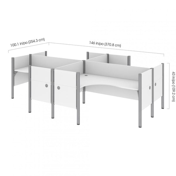 4-Person Closed Office Cubicles with Low Privacy Panels
