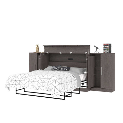 3-Piece Set Including One Queen Cabinet Bed with Mattress and Two 26″ Storage Units