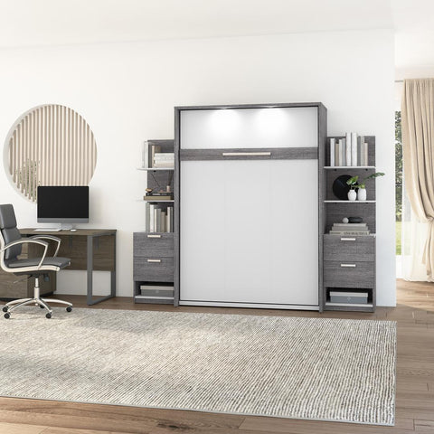 Full Murphy Bed with Nightstands and Floating Shelves (99W)