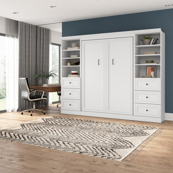 Full Murphy Bed and 2 Closet Organizers with Drawers (109W)