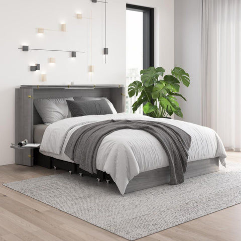 63W Queen Murphy Cabinet Bed with Pullout Drawer