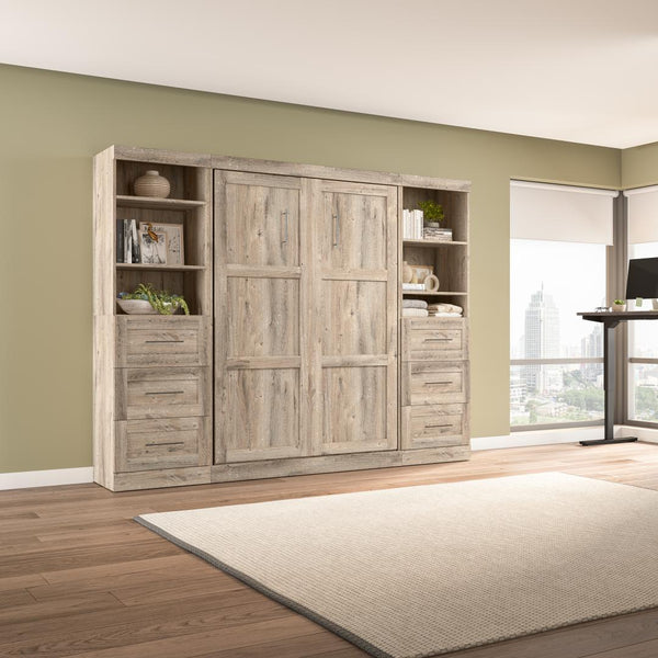 Full Murphy Bed and 2 Shelving Units with Drawers (109W)