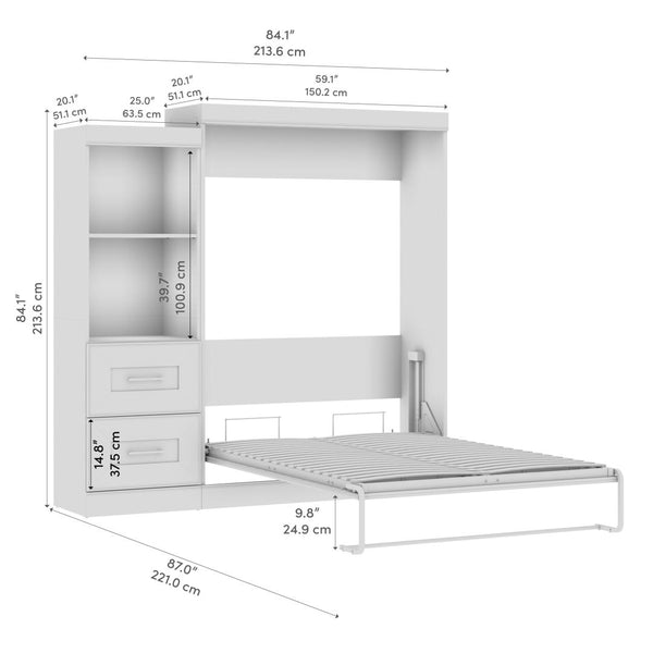 Full Murphy Bed and Closet Organizer with Drawers (85W)