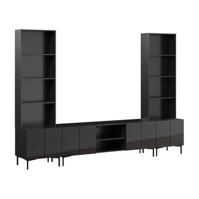 118W Modular Entertainment Center with TV Stand and Storage Cabinets with Hutches