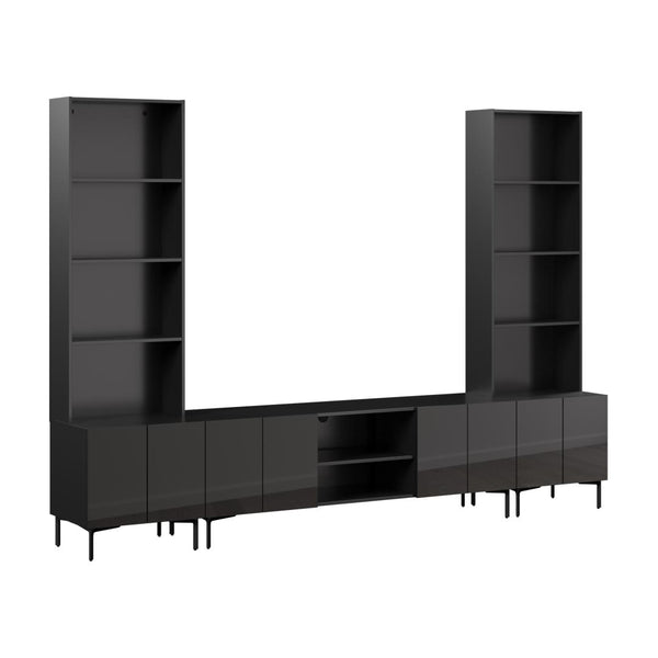 118W Modular Entertainment Center with TV Stand and Storage Cabinets with Hutches