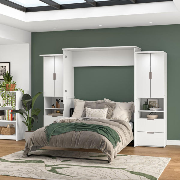114W Queen Murphy Bed with 2 Storage Cabinets
