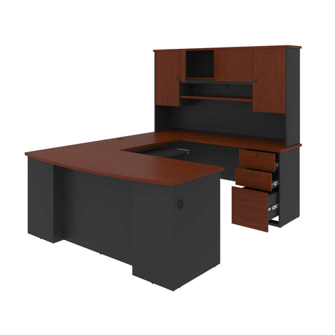 71W U or L-Shaped Executive Desk with Pedestal and Hutch
