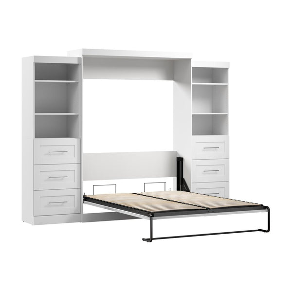 Queen Murphy Bed and 2 Shelving Units with Drawers (115W)