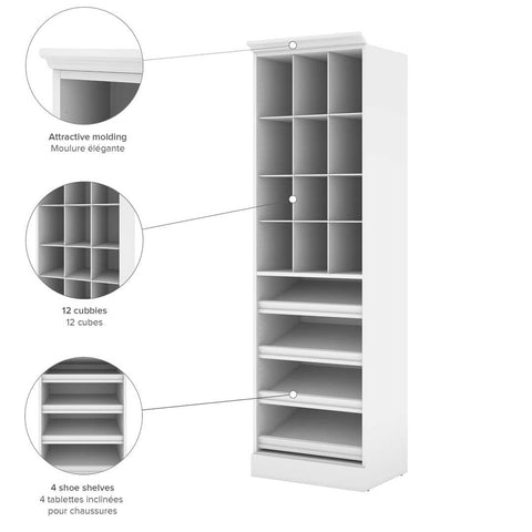 Traditional Closet System with Shoes Racks & Cubbies, 25W x 20D