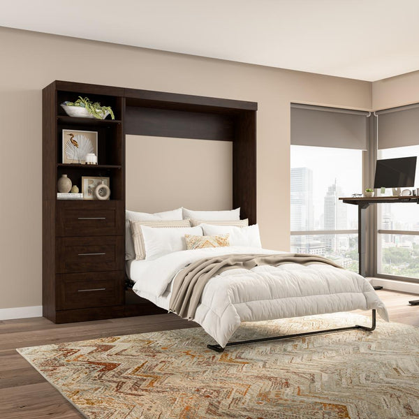 Full Murphy Bed and Shelving Unit with Drawers (84W)