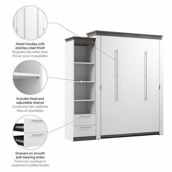 Queen Murphy Bed with Shelves and Drawers (87W)
