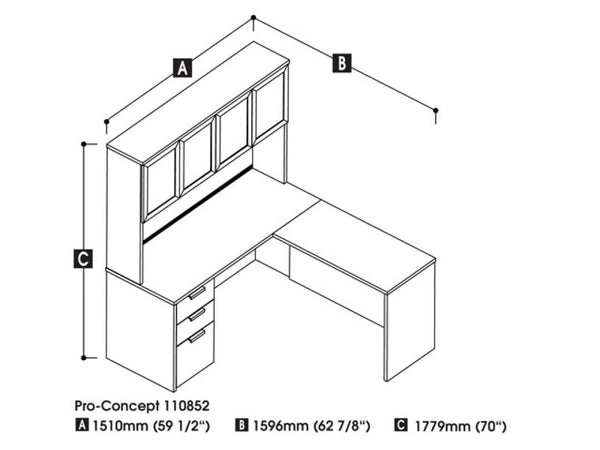 L-Shaped Workstation with High Hutch