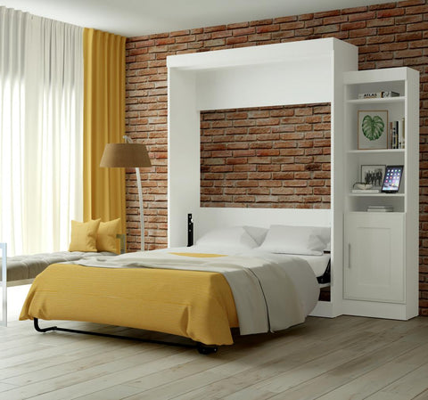 Queen Murphy Bed with Mattress and 1 Storage Unit (86W)