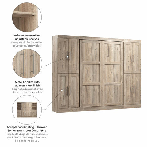 Full Murphy Bed with Storage Cabinets (109W)