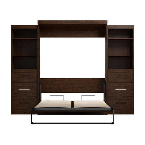 Queen Murphy Bed and 2 Shelving Units with Drawers (115W)