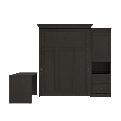Queen Murphy Bed and 1 Storage Unit with Mobile Nightstand and Desk (118”)