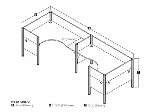 Two Back-to-Back Closed L-Shaped Office Cubicles with Low Privacy Panels