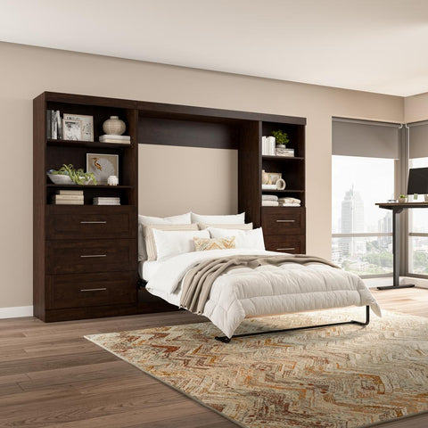 Full Murphy Bed and 2 Shelving Units with Drawers (120W)