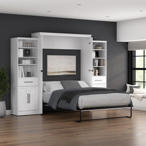 Queen Murphy Bed and Closet Organizers with Doors and Drawers (119W)