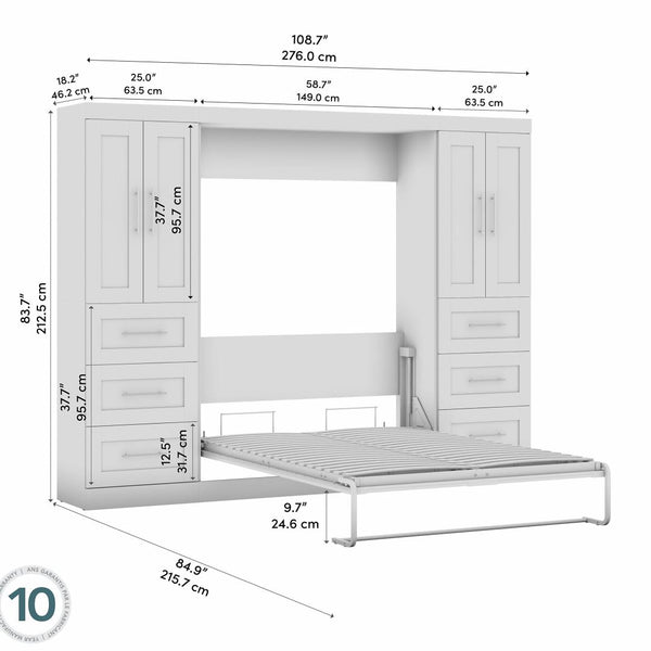 Full Murphy Bed with Closet Storage Cabinets (109W)