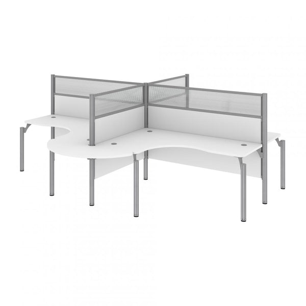 4-Person Office Cubicles with Rounded Corners and High Privacy Panels