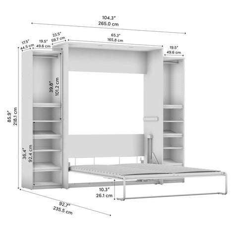 Queen Murphy Bed with 2 Narrow Closet Organizers (105W)