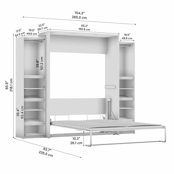 Queen Murphy Bed with 2 Narrow Closet Organizers (105W)