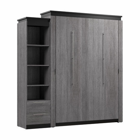 Queen Murphy Bed with Shelves and Drawers (87W)