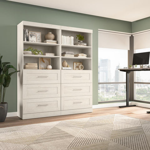 Contemporary Closet System with Shelves, Drawers & Clothing Rods, 72W x 19D
